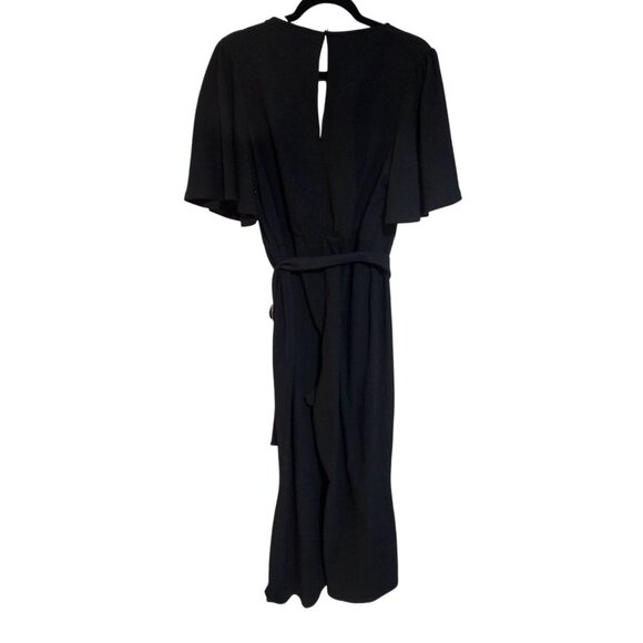 Anthropologie Black Textured Bell Sleeve Jumpsuit - Picture 2 of 14